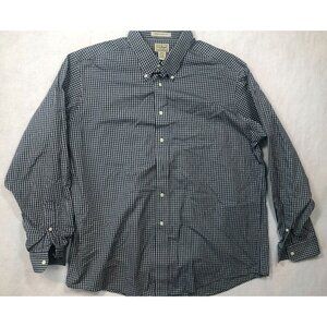 L.L. Bean Long Sleeve Shirt Blue White Plaid Check Button Down 0 WT48 Men's XL